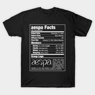 aespa Kpop Nutritional Facts 2 T-Shirt